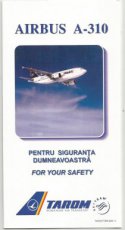 Tarom Airbus A310 safety card Tarom Airbus A310 safety card