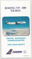 Tarom Boeing 737-800 YR-BGS safety card Tarom Boeing 737-800 YR-BGS safety card
