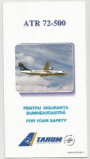 Tarom ATR-72-500 safety card Tarom ATR-72-500 safety card