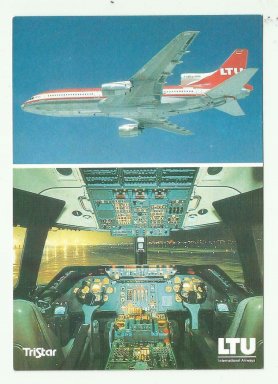 Airline Issue Postcard Ltu Lockheed L 1011 Tristar Cockpit