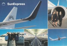 Airline issue postcard - Sun Express Boeing 737 - Crew Stewardess multiview