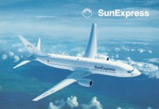 Airline issue postcard - Sun Express Boeing 737 TC-SUC