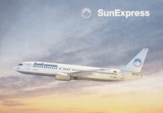 Airline issue postcard - Sun Express Boeing 737 - "written on backside"