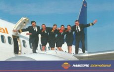 Airline issue postcard - Hamburg International Boeing 737-700 - Crew Stewardess