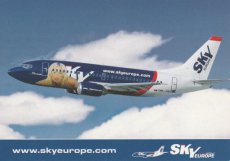 Airline issue postcard - Sky Europe Boeing 737