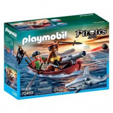 Playmobil Pirates 70493 - Pirate Rowing Boat with Playmobil Pirates 70493 - Pirate Rowing Boat with Hammer Shark