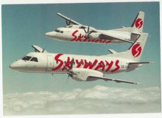 Airline issue postcard - Skyways Saab 340 Fokker50 Airline issue postcard - Skyways Saab 340 Fokker 50