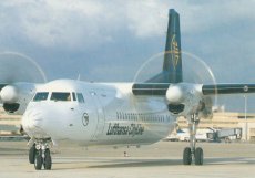 Airline issue postcard - Lufthansa CityLine Fokker 50 "Nonstop schneller"