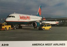 Airline Airbus issue postcard - America West A319 Airline Airbus issue postcard - America West Airlines Airbus A319