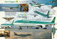 Airline issue postcard - Aer Lingus - The 90s - Airbus A321 A330 Boeing 737 747 BAe 146 Fokker 50 - Stewardess Crew