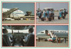 Airline issue postcard - Air Alfa Boeing 727 / Airbus A300 - Crew Stewardess