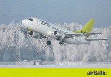 Airline issue postcard - Air Baltic Boeing 737 YL-BBP