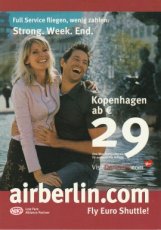 Airline issue postcard - Air Berlin - Kopenhagen advertisement