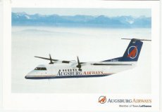 Airline issue postcard - Augsburg Airways Dash 8 Airline issue postcard - Augsburg Airways / Team Lufthansa Dash 8-300
