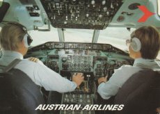 Airline issue postcard - Austrian Airlines MD-81 cockpit