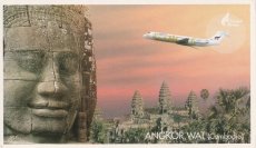 Airline issue postcard - Bangkok Airways Boeing 717 - Angkor Wat (Cambodia)