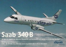 Airline issue postcard - City-Air Saab 340B Airline issue postcard - City-Air Saab 340B