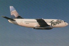 Airline issue postcard - Frontier Airlines B737 Airline issue postcard - Frontier Airlines Boeing 737-200 N214AU "Mountain goat"