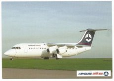 Airline issue postcard - Hamburg Airlines BAE 146