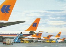 Airline issue postcard - Hapag Lloyd Flug Boeing 727 737-200 Airbus A310