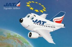 Airline issue postcard - JAT Yugoslav Airlines Airbus A319