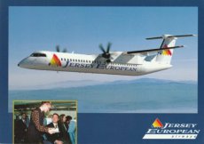 Airline issue postcard - Jersey European Airways Dash 8 Q400 - Stewardess