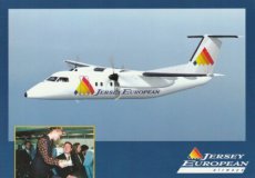 Airline issue postcard - Jersey European Airways Q Airline issue postcard - Jersey European Airways Dash 8 Q200 - Stewardess