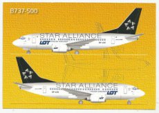 Airline issue postcard - LOT Polish Airlines Boeing 737-500 Star Alliance