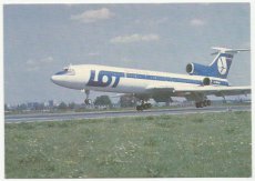 Airline issue postcard - Lot Polish Airlines Tupolev 154