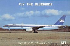 Airline issue postcard - LTE Boeing 757-200 "Fly The Bluebirds"