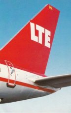 Airline issue postcard - LTE Boeing 757-200 tail Airline issue postcard - LTE Boeing 757-200 tail
