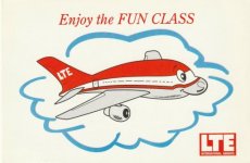 Airline issue postcard - LTE - Enjoy the FUN CLASS advertisement