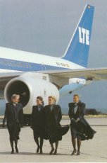 Airline issue postcard - LTE International Airways Boeing 757-200 - Stewardess