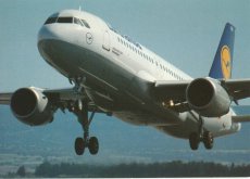 Airline issue postcard - Lufthansa Airbus A320-200