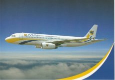 Airline issue postcard - MAI - Myanmar Airways International Airbus A320