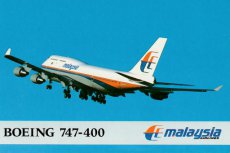 Airline issue postcard - Malaysia Airlines B744 Airline issue postcard - Malaysia Airlines Boeing 747-400