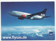Airline issue postcard - SAS Scandinavian Airlines Boeing 737
