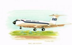 Airline issue postcard - SAS Scandinavian Airlines BAC 1-11