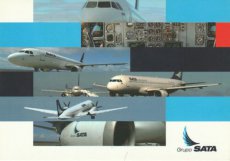 Airline issue postcard - Sata Air Azores International Airbus A320 & BAe ATP