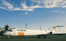 Airline issue postcard - Scanair MD-83