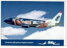 Airline issue postcard - Sky Europe Boeing 737