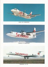 Airline issue postcard - Skyways Saab 340 Fokker 50 Embraer 145
