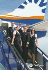 Airline issue postcard - Sun Express Boeing 737 - Crew Stewardess