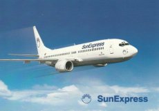 Airline issue postcard - Sun Express Boeing 737-800 "minor corner edge wear"
