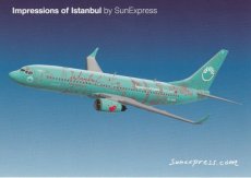 Airline issue postcard - Sun Express Boeing 737 - Airline issue postcard - Sun Express Boeing 737 - Impressions of Istanbul