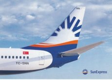 Airline issue postcard - Sun Express Boeing 737 TC-SNN tail