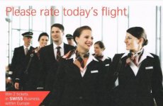 Airline issue postcard - Swiss Crew Stewardess - Please rate today´s flight