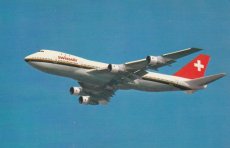 Airline issue postcard - Swissair Boeing 747 B