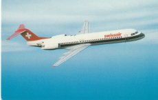 Airline issue postcard - Swissair Fokker 100