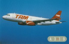 Airline issue postcard - TAM Brasil Airbus A319